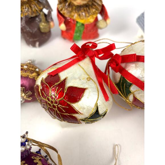 Bulk Lot of 16 Vtg Christmas Ornaments Handcrafted Pushpin Balls Wise Men Set - Picture 11 of 16